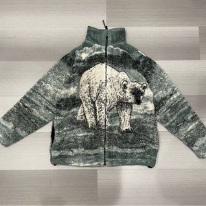 vintage 90s black mountain fleece - polar bear print all over